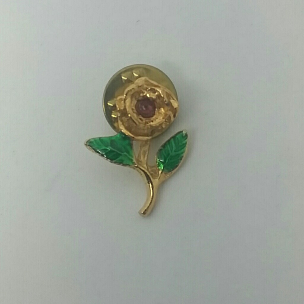 24k Gold Electroplated Genuine Ruby Pin